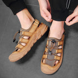 Men's Outdoor Leather Mesh Beach Sandals
