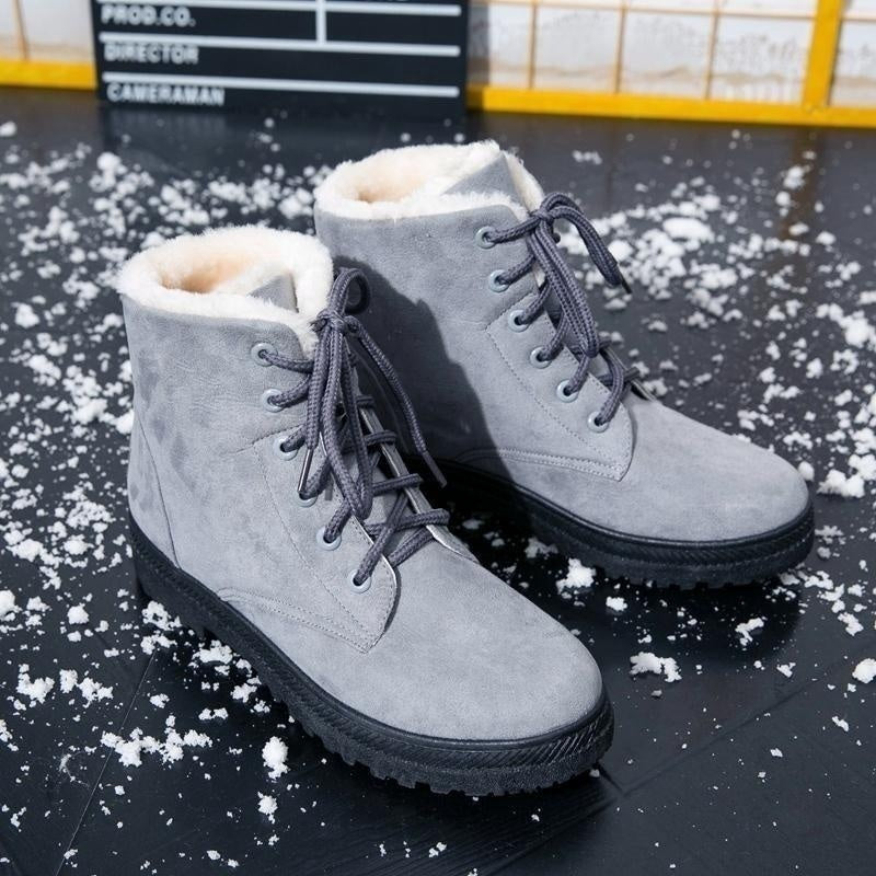 Women Pure Color Warm Winter Snow Boots