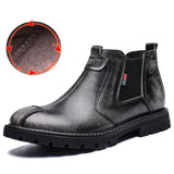 Men's Winter Vintage Leather Plush Lining Warm Chelsea Boots