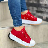 Round Toe Lace-up Platform Arch Support Canvas Shoes