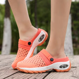 Women's Medium-heeled Casual Sandals Slippers Breathable Mesh Running Shoes