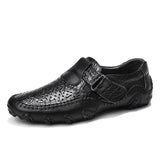 Men's Loafers & Slip-Ons Hollowed Breathable Driving British Casual Leather