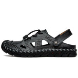 Men's Leather Sandals Summer Breathable Beach Shoes
