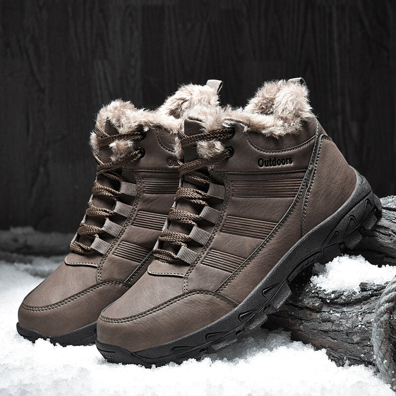 Men's Winter Outdoor Lace-up Casual High-Top Round Head Warm Snow Boots
