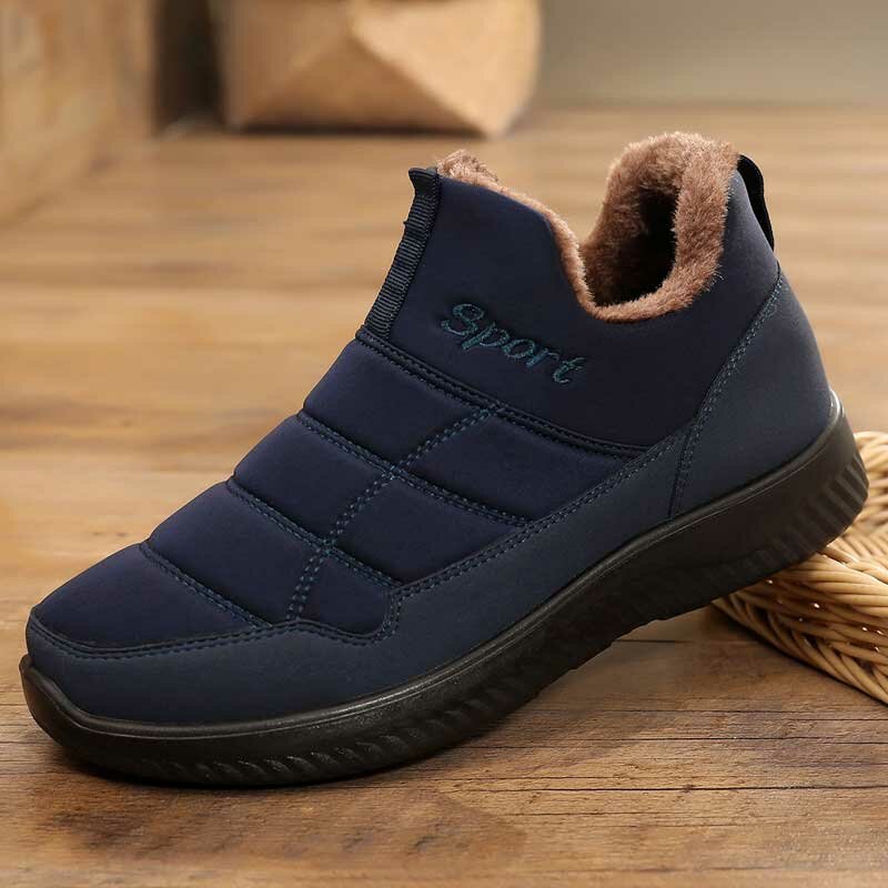 Men's Winter Casual Slip-On Waterproof Cloth Stripe Ankle Boots
