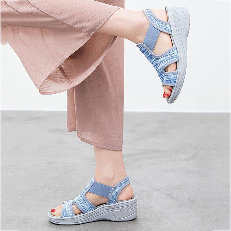 Women Comfortable Outdoot Open Toe Elastic Band Sports Wedge Sandals