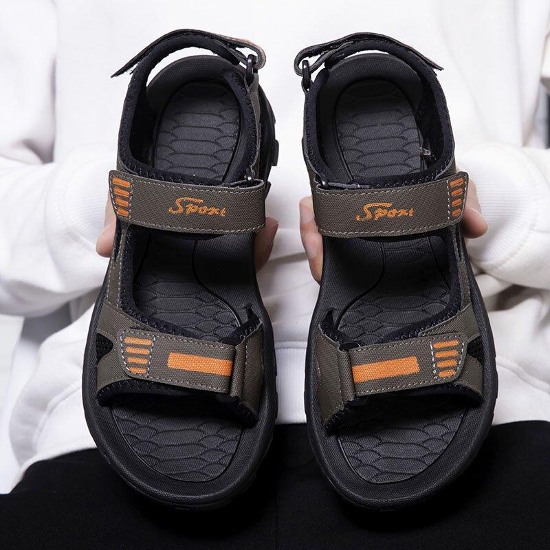 Men's Casual Striped Letter Pattern Denim Fabric Outdoor Sandals