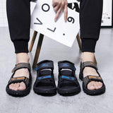 Men's Casual Striped Letter Pattern Denim Fabric Outdoor Sandals