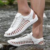 Men's Sandals Beach Roman Shoes Daily Outdoor Knit Breathable Handmade Wear Proof  Spring Summer