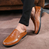 Men's Loafers & Slip-Ons British Daily  Leather Breathable Non-slipping Wear Proof Outdoor Walking Shoes